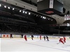 Trénink hokejist New York Rangers ped pípravným zápasem s praskou Spartou