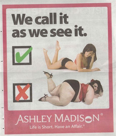 Reklama Ashley Madison, která pobouila obézní modelku