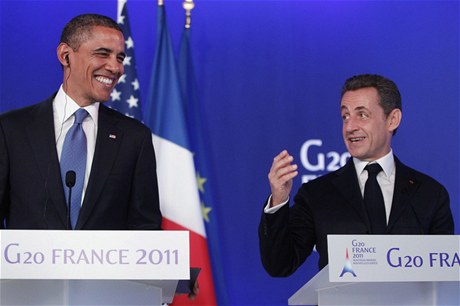Nicolas Sarkozy s Barackem Obamou na summitu G20