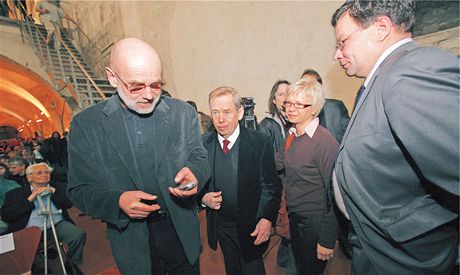 Jan Ruml, Václav Havel a Alexandr Vondra na setkání chartist