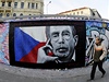 Na praském Tnov se objevilo graffiti s portrétem bývalého eského prezidenta Václava Havla