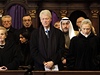 Bývalá ministryn zahranií USA Madeleine Albrightová, bývalý americký prezident Bill Clinton a souasná americká ministryn zahranií Hillary Clintonová na pohbu Václava Havla ve svatovítské katedrále. 