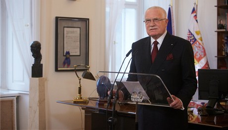 Václav Klaus pi novoroním projevu.