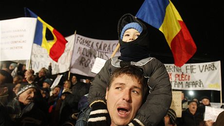 Protivldn demonstrace v Bukureti