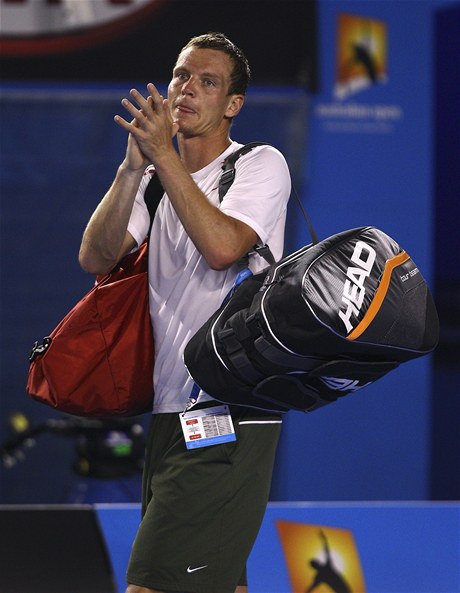 eský tenista Tomá Berdych ve tvrtfinále Australian Open, ve kterém s Rafaelem Nadalem prohrál