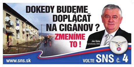 Protiromský billboard Slovenské národní strany