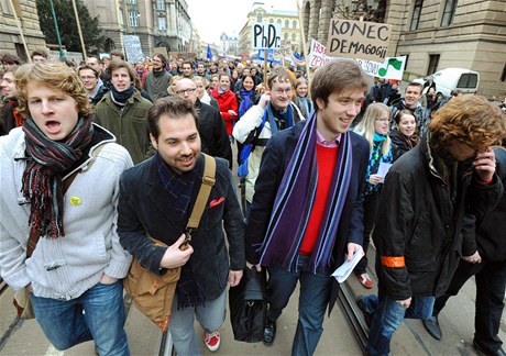 Pochod student proti vysokokolské reform.