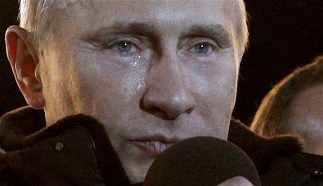 Vladimir Putin  bhem svého emotivního projevu v reakci na erstvé zvolení prezidentem