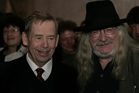 Václav Havel a Ivan Martin Jirous na setkání k 30 letm Charty v roce 2007