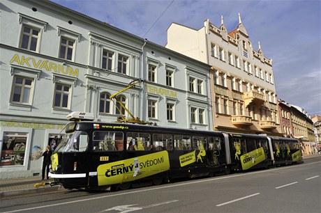 Od 2. dubna projídí Plzní erná "pirátská tramvaj. Apelovat má hlavn na neplatící cestující.