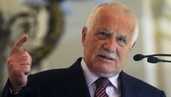 Prezident Václav Klaus pi svém projevu na ofínském fóru. 