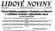 Titulní strana ranních Lidových novin z 29. května 1942. | na serveru Lidovky.cz | aktuální zprávy