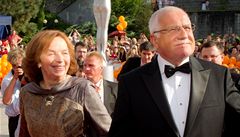 Prezident Václav Klaus s manelkou Livií v Karlových Varech.