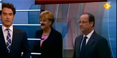 Angela Merkelová s knírkem v nizozemské televizi