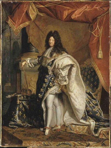 Ludvík XIV. na portrétu od Hyacintha Rigauda, 1701  