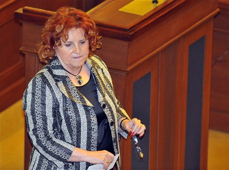 Poslankyn TOP 09 Vlasta Parkanová ve snmovn pi jednání o jejím vydání k trestnímu stíhání