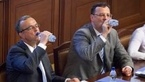 Miroslav Kalousek (vlevo) s Petrem Nečasem během jednání o vydání Vlasty Parkanové v poslanecké sněmovně | na serveru Lidovky.cz | aktuální zprávy