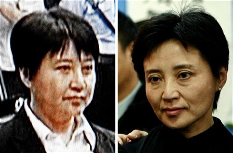 Ku Kchaj-laj u soudu (vlevo) a na archivní fotografii. Podle nkterých expert se rysy jejího oblieje lií 