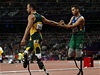 Slavný handicapovaný bec Oscar Pistorius (vlevo) a Brazilec Alan Oliveira na paralympiád