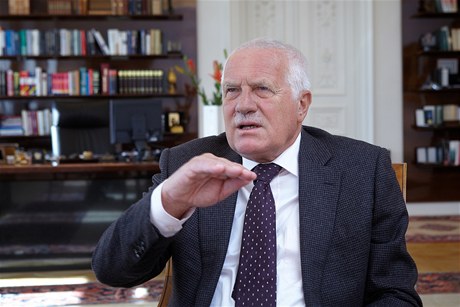 Prezident Václav Klaus pi rozhovoru pro LN