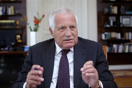 Prezident Václav Klaus pi rozhovoru pro LN