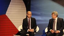 Předseda ČSSD Bohuslav Sobotka a předseda KSČM Vojtěch Filip v Otázkách Václava Moravce. | na serveru Lidovky.cz | aktuální zprávy
