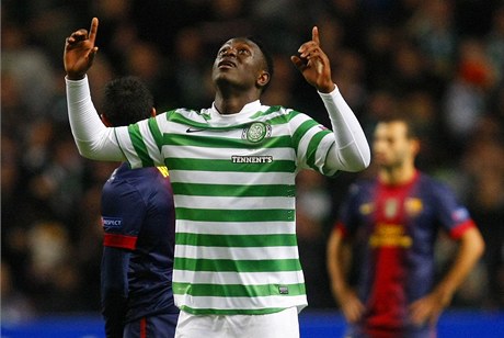 Victor Wanyama oslavuje proti Barcelon