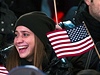 Obamovi píznivci sledují výsledky na Times Square v New Yorku