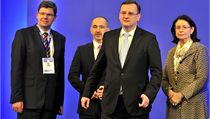 Staronový předseda ODS Petr Nečas s 1. místopředsedou Martinem Kubou a místopředsedy Jiřím Pospíšilem a Miroslavou Němcovou. | na serveru Lidovky.cz | aktuální zprávy