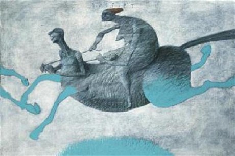 Eva ebíková: Dostihy, olej na plátn, 2011, 100 x 150 cm