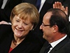Angela Merkelová si pátelsky popovídala s Hollandem.