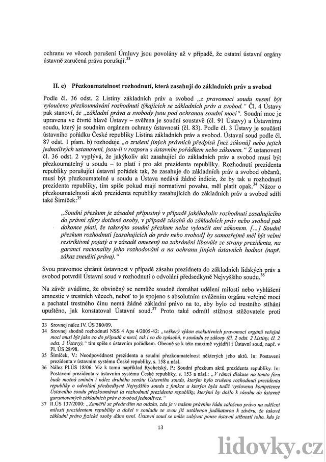 Senátní návrh o zruení prezidentské amnestie. Strana 13