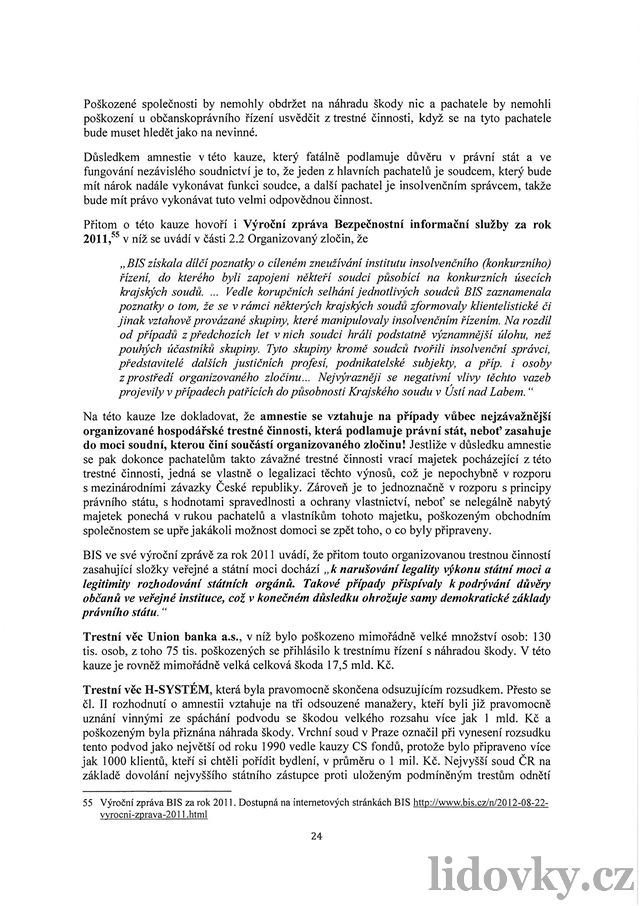 Senátní návrh o zruení prezidentské amnestie. Strana 24