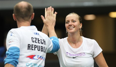 eská tenistka Petra Kvitová a fedcupový kapitán Petr Pála