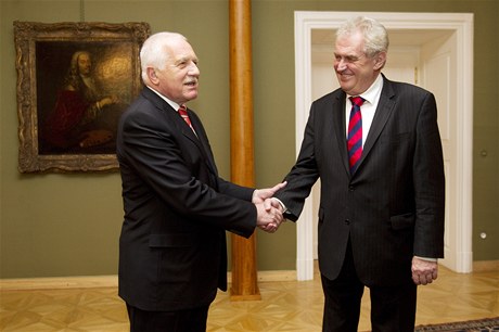Milo Zeman a Václav Klaus, setkání nastupujícího a odstupujícího prezidenta 