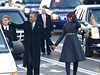 Michelle Obama v modrm kabtu