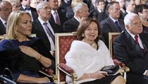 Dagmar Havlová, Livia Klausová a Václav Klaus ve Vladislavském sále při inauguraci Miloše Zemana. | na serveru Lidovky.cz | aktuální zprávy