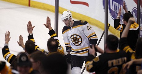 eský hokejista Bostonu Bruins David Krejí