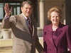 Americký prezident Ronald Reagan, bývalá britská premiérka Margaret Thatcherová a její manel Denis Thatcher.