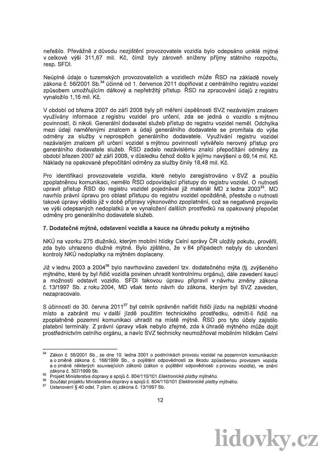 Kontrolní zpráva NKÚ k výbru elektronického mýtného - 12