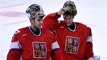 Ondřej Pavelec (vlevo) a Pavel Francouz. | na serveru Lidovky.cz | aktuální zprávy