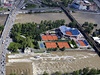 Tenisové kurty v Praze na tvanici, letecký snímek ze 4. ervna