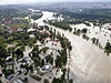 Rozvodnná Vltava v Troji, letecký snímek ze 4. ervna