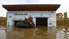 Záplavy v Zálezlicích, erven 2013.
