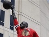 Socha Michaela Jordana ped finále NHL v Chicagu.