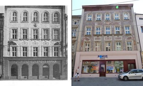 Pvodní stav domu architekta Kováe v Denisov ulici v Olomouci a jeho souasná podoba