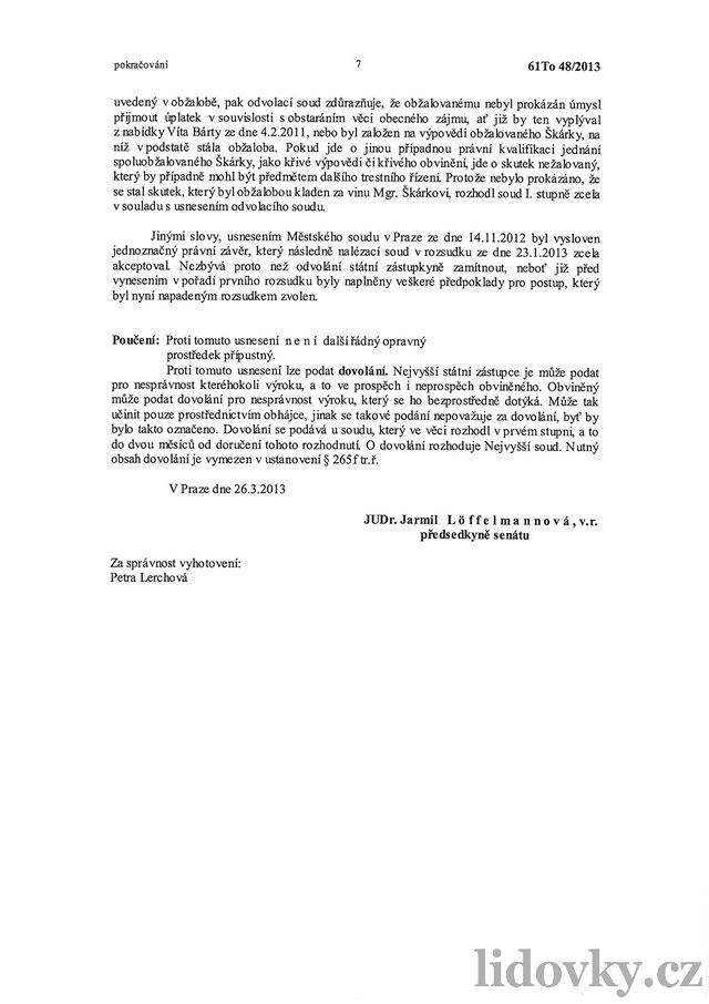 Usnesení Mstského soudu v Praze