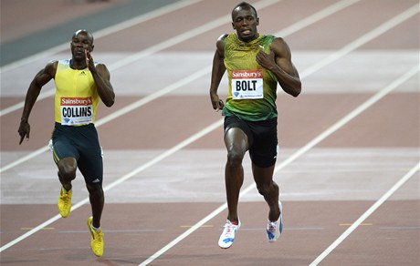 Kim Collins a Usain Bolt.