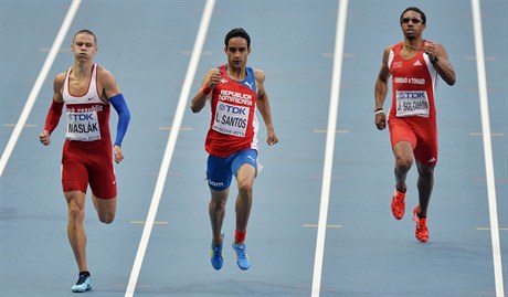 Zleva Pavel Maslák, Luguelin Santos a Jarrin Solomon