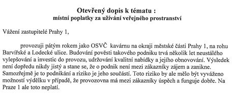 Oteven dopis radnici Praha 1 - strana 1.